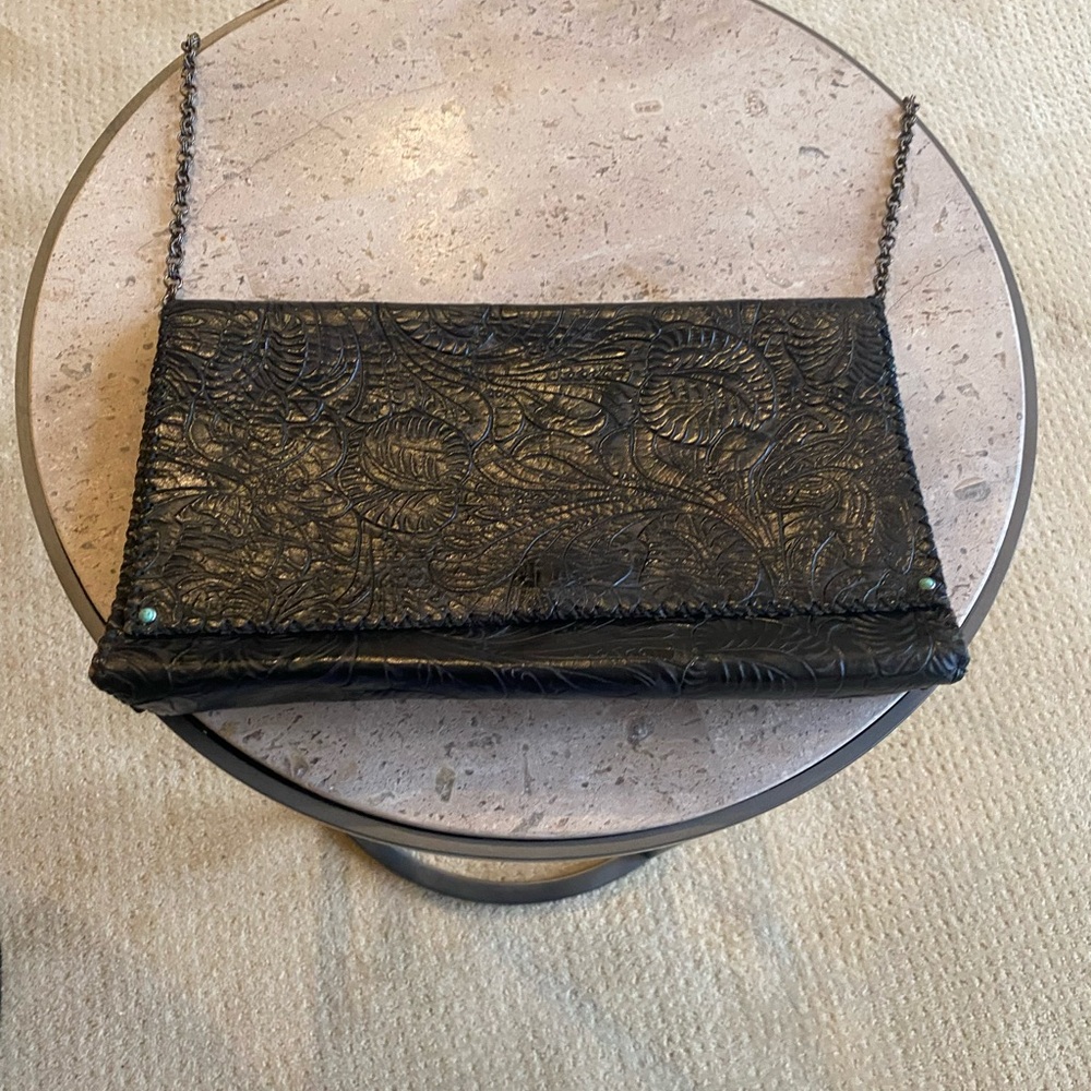 Black leather custom dress bag